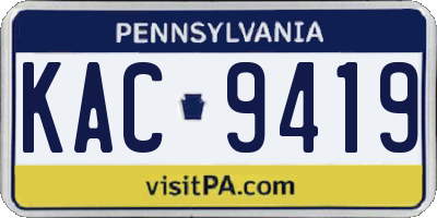 PA license plate KAC9419