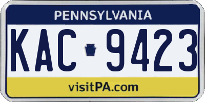 PA license plate KAC9423