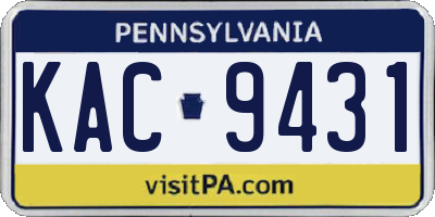 PA license plate KAC9431