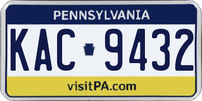 PA license plate KAC9432