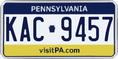 PA license plate KAC9457