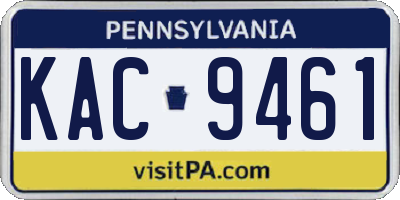 PA license plate KAC9461