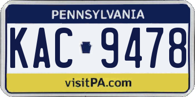 PA license plate KAC9478