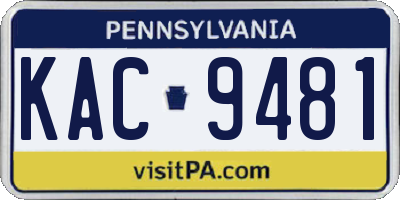 PA license plate KAC9481