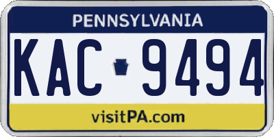 PA license plate KAC9494