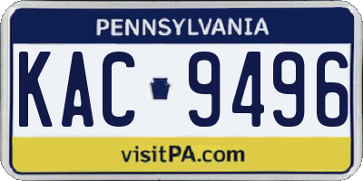 PA license plate KAC9496