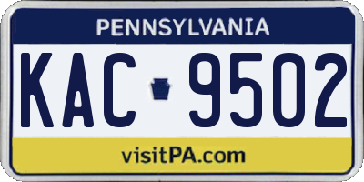 PA license plate KAC9502