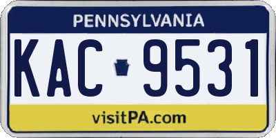 PA license plate KAC9531