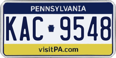 PA license plate KAC9548