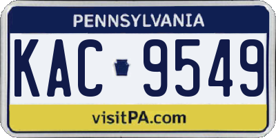 PA license plate KAC9549