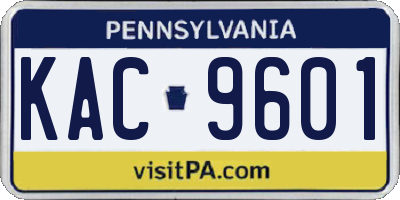 PA license plate KAC9601