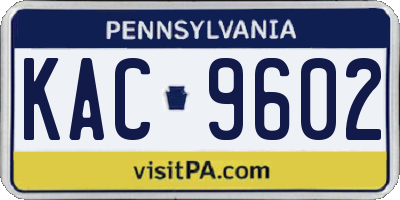 PA license plate KAC9602