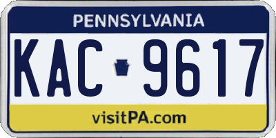 PA license plate KAC9617