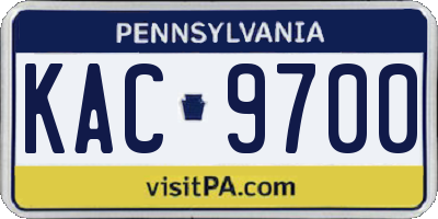 PA license plate KAC9700