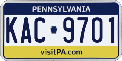 PA license plate KAC9701