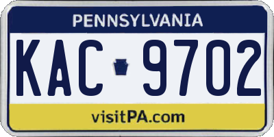 PA license plate KAC9702