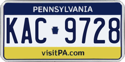 PA license plate KAC9728