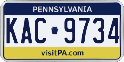 PA license plate KAC9734