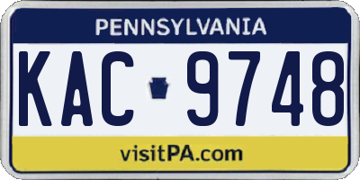 PA license plate KAC9748