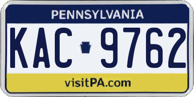 PA license plate KAC9762