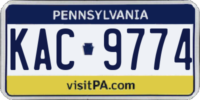 PA license plate KAC9774