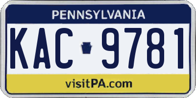 PA license plate KAC9781