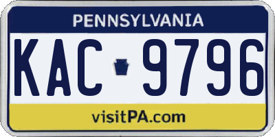PA license plate KAC9796