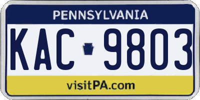 PA license plate KAC9803