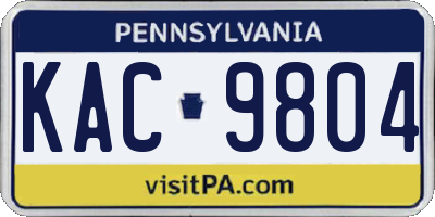 PA license plate KAC9804