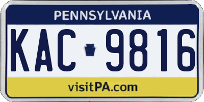 PA license plate KAC9816