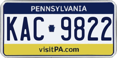 PA license plate KAC9822