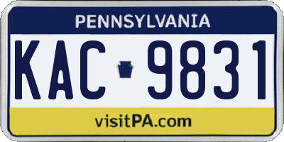 PA license plate KAC9831