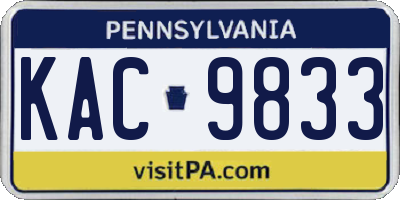 PA license plate KAC9833