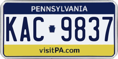 PA license plate KAC9837