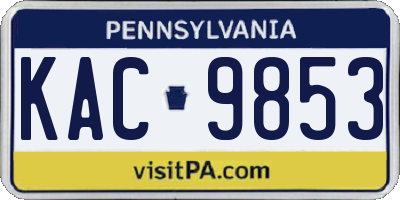 PA license plate KAC9853