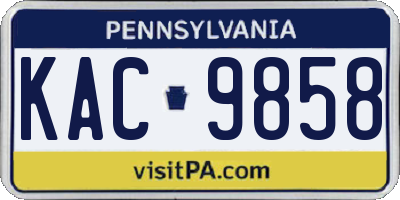 PA license plate KAC9858