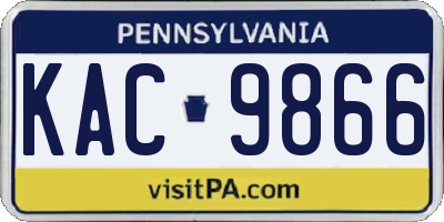 PA license plate KAC9866