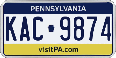 PA license plate KAC9874