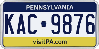 PA license plate KAC9876