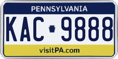 PA license plate KAC9888