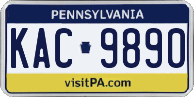 PA license plate KAC9890