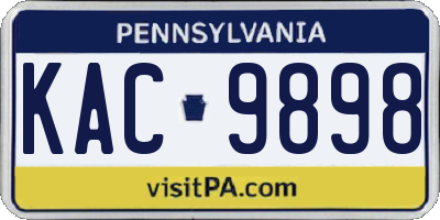 PA license plate KAC9898