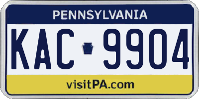 PA license plate KAC9904
