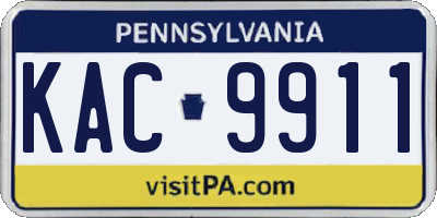 PA license plate KAC9911