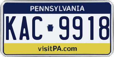 PA license plate KAC9918