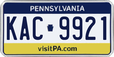 PA license plate KAC9921