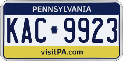 PA license plate KAC9923
