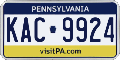 PA license plate KAC9924