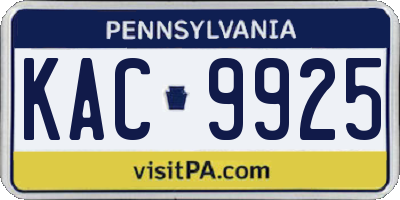PA license plate KAC9925