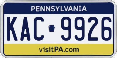 PA license plate KAC9926